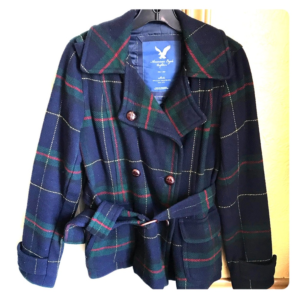 Multicolor Belted Peacoat